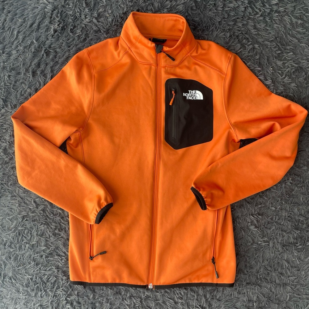 Men Size Small The North Face Crest Full Zip Fleece Sweater Orange